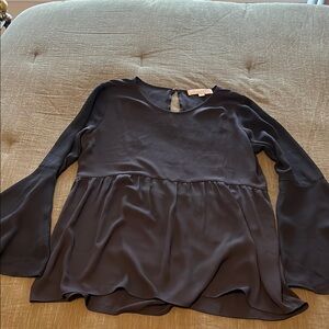 LOFT Gray Peplum Blouse Relaxed Style
